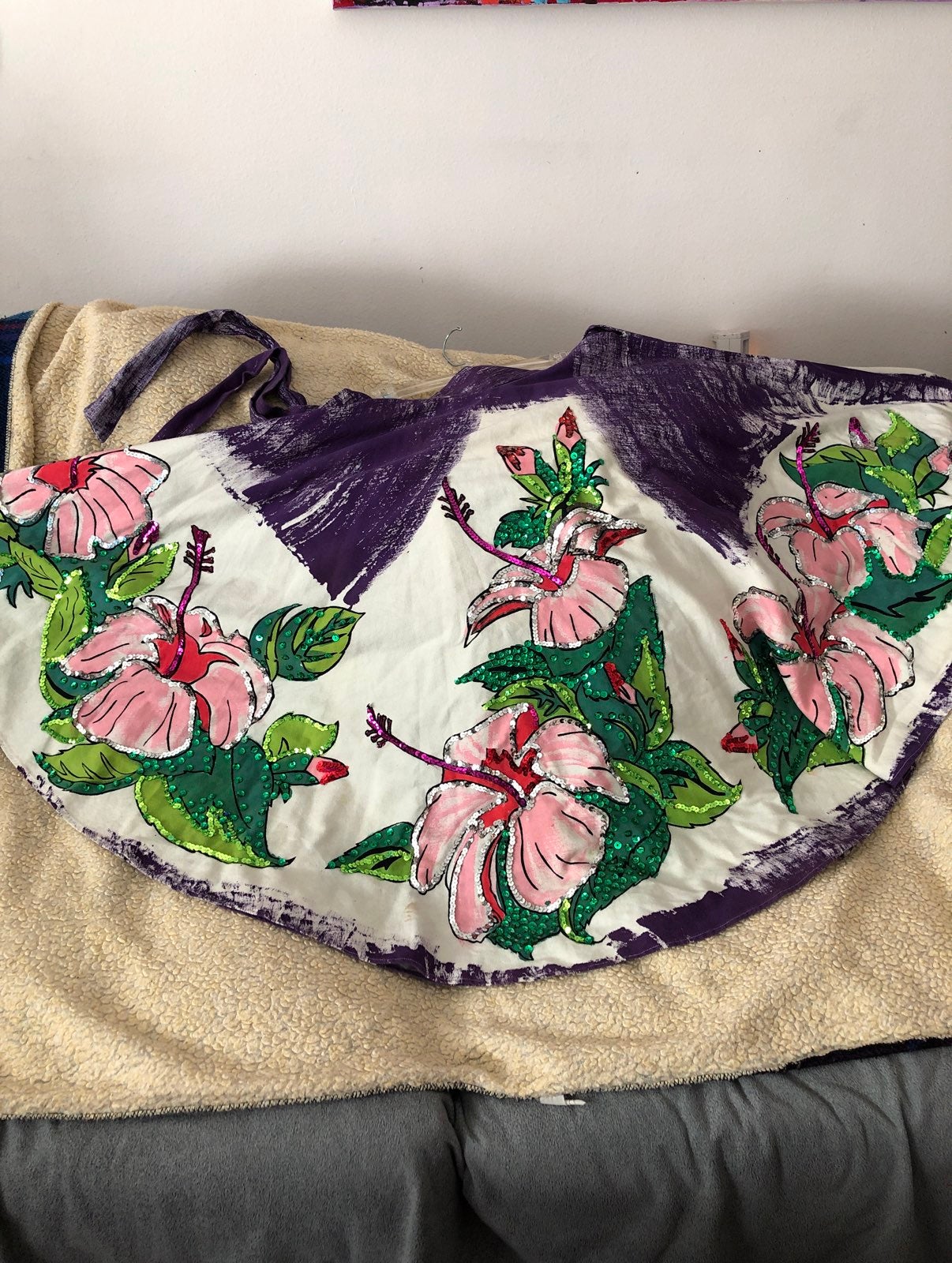 HAND PAINTED SKIRT with SEQUINS