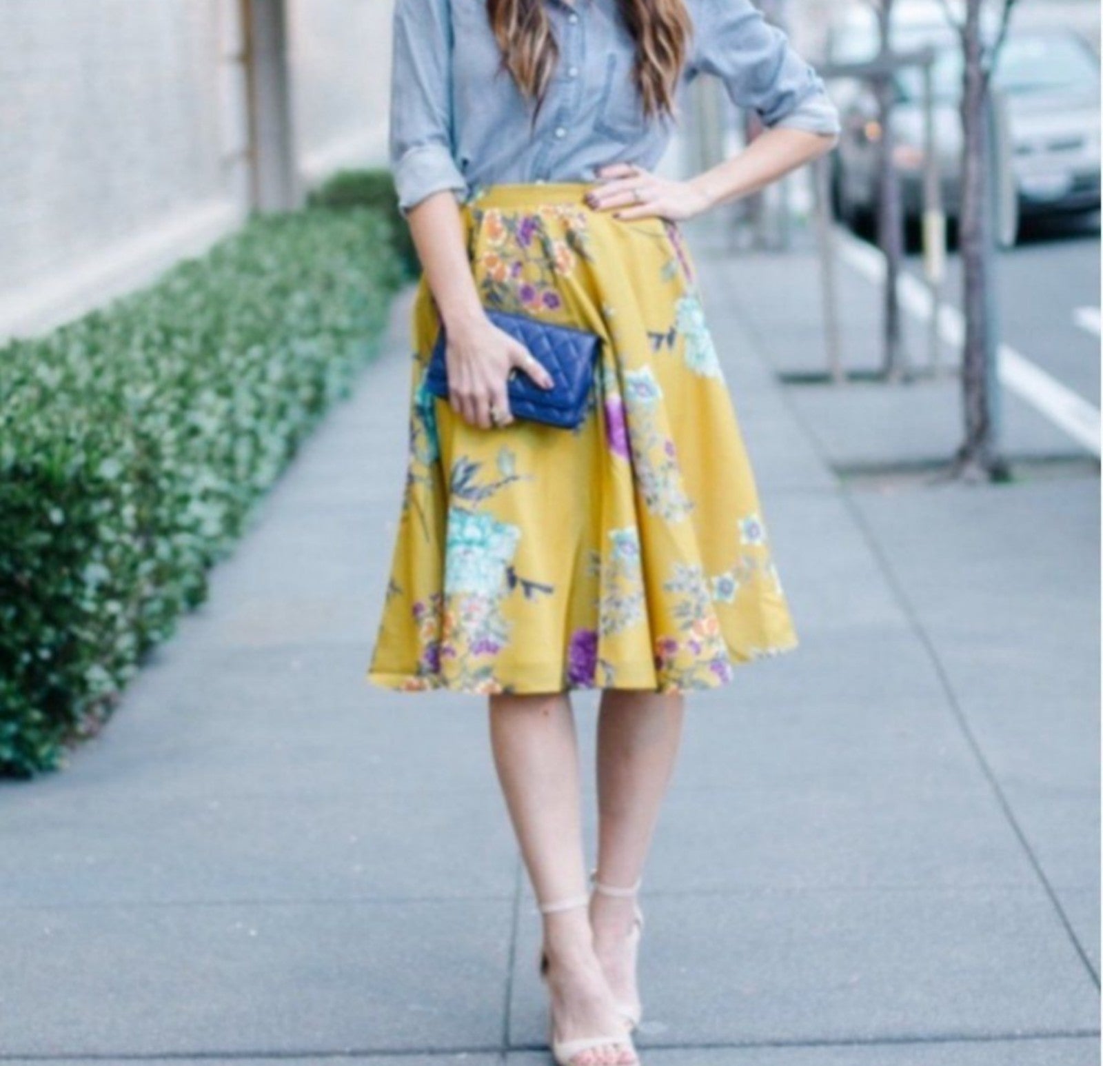 Modcloth Floral Satin A Line Midi Circle Skirt