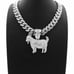 Hip Hop GOAT Bling Pendant & 12mm 18 Iced Box Lock Cuban Choker Chain Necklace