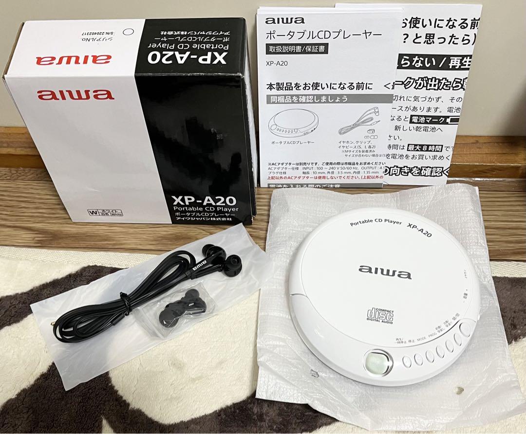 Brand new, unused Aiwa portable CD player XP-A20, white.