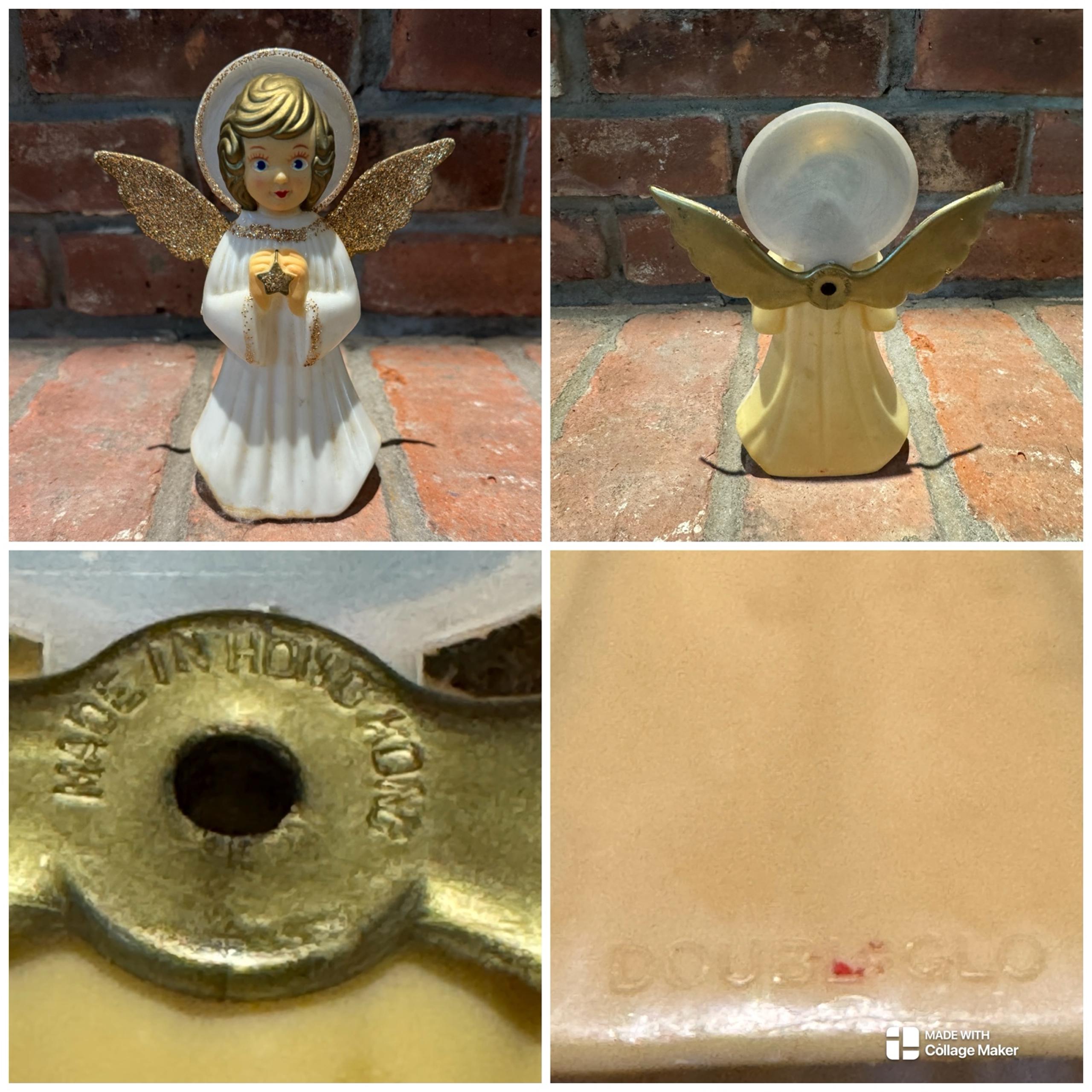Vintage MCM 1960s DOUBL GLO Angel Christmas Tree Topper Celluloid Blow Mold