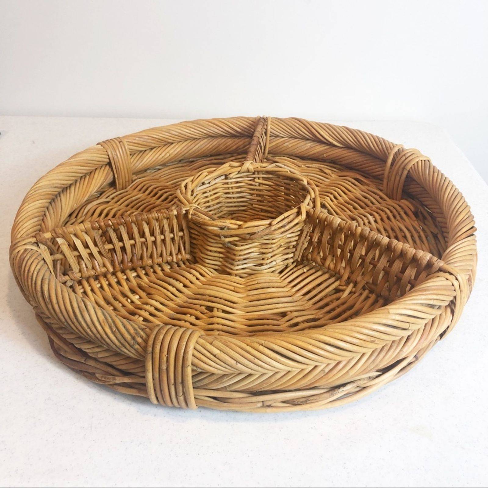 Wicker Basket Organizer Tray