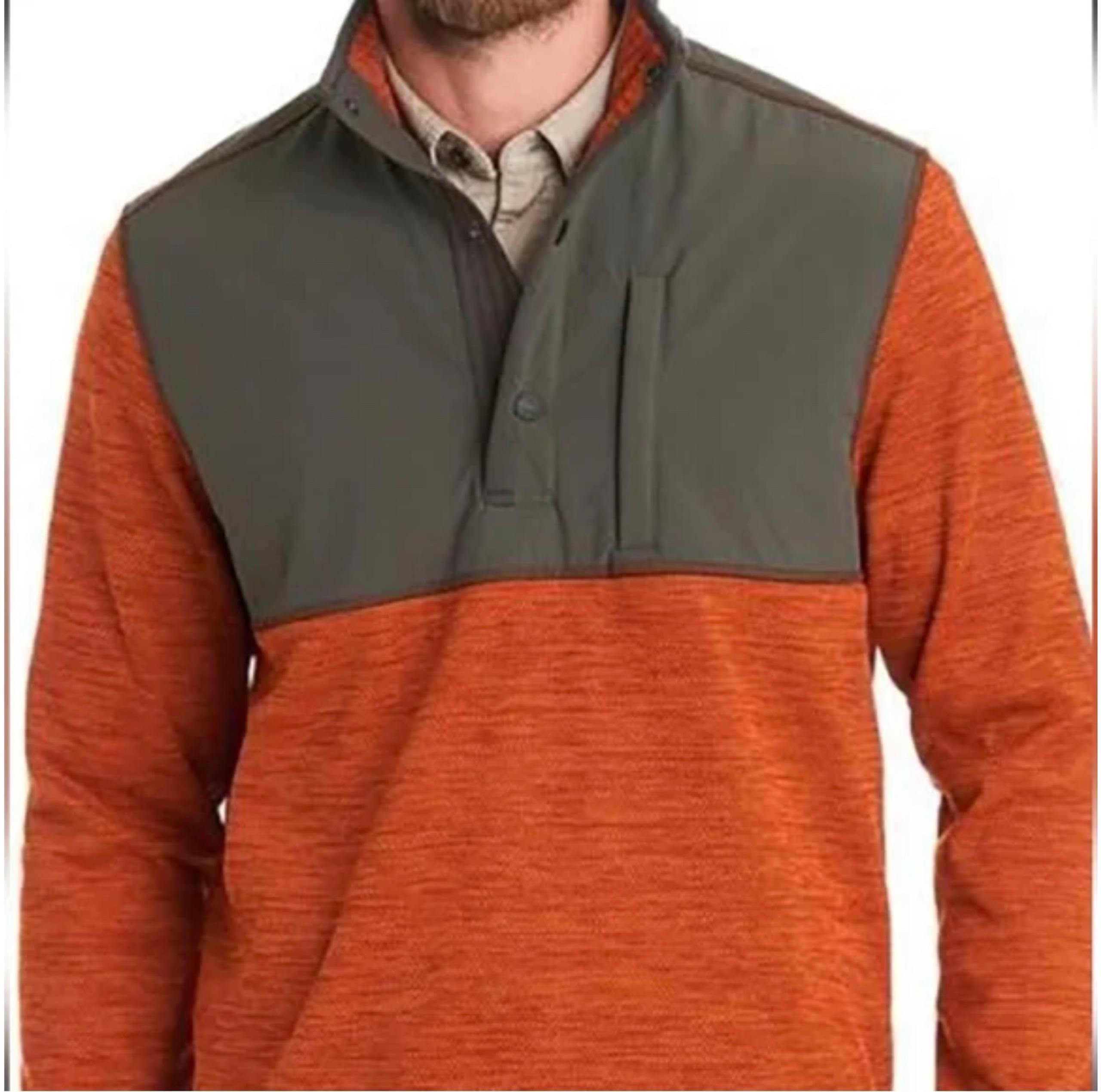 GH Bass & Co Orange and Gray Quarter Button Mens Sweater Size Extra Large XL