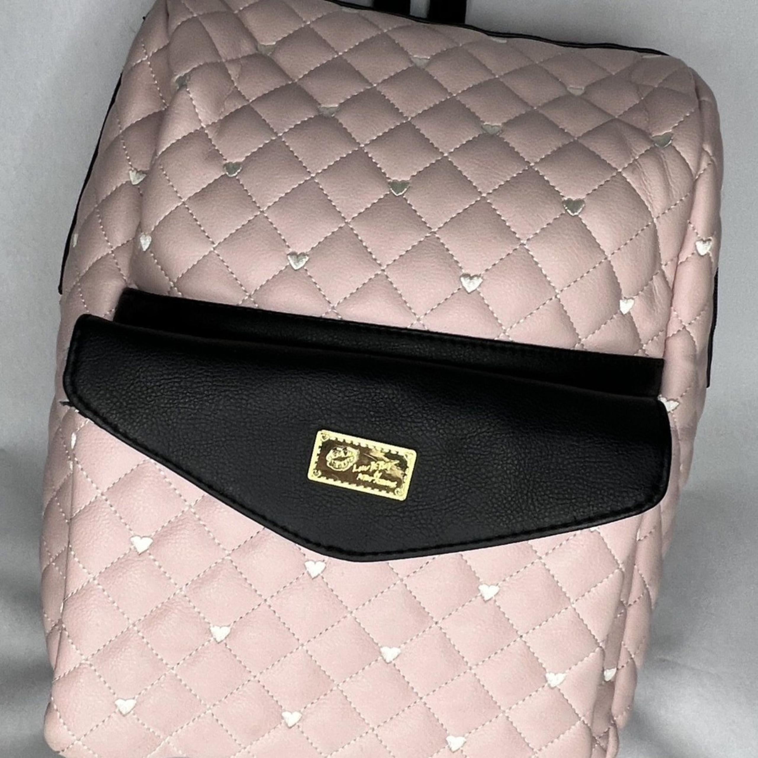 Luv Betsey Johnson LBJAX Quilted Pink/White Combo Backpack Detachable Crossbody
