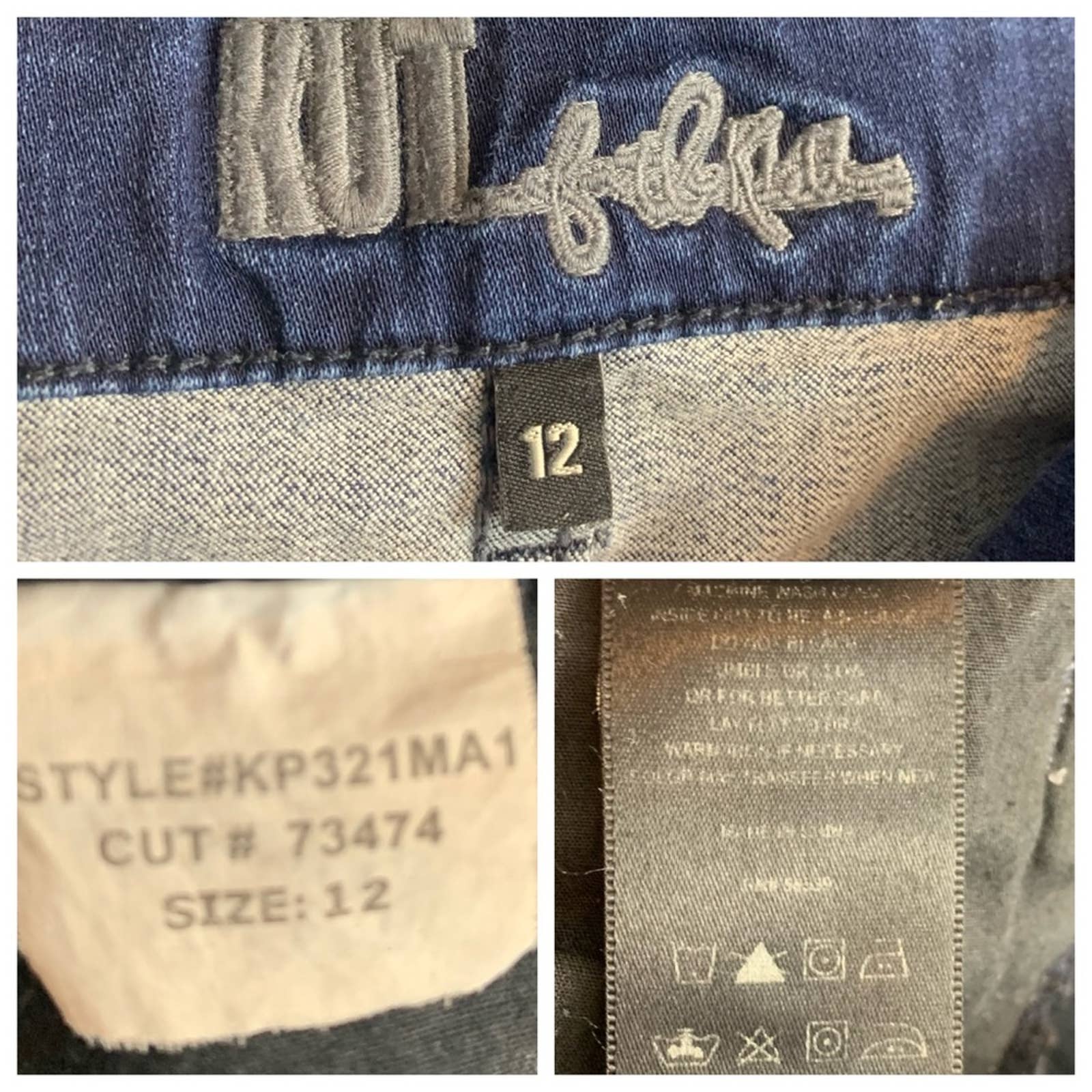 Kut from the Kloth High Rise Boot Cut Flap Pocket shops Dark Wash Jeans Size 12