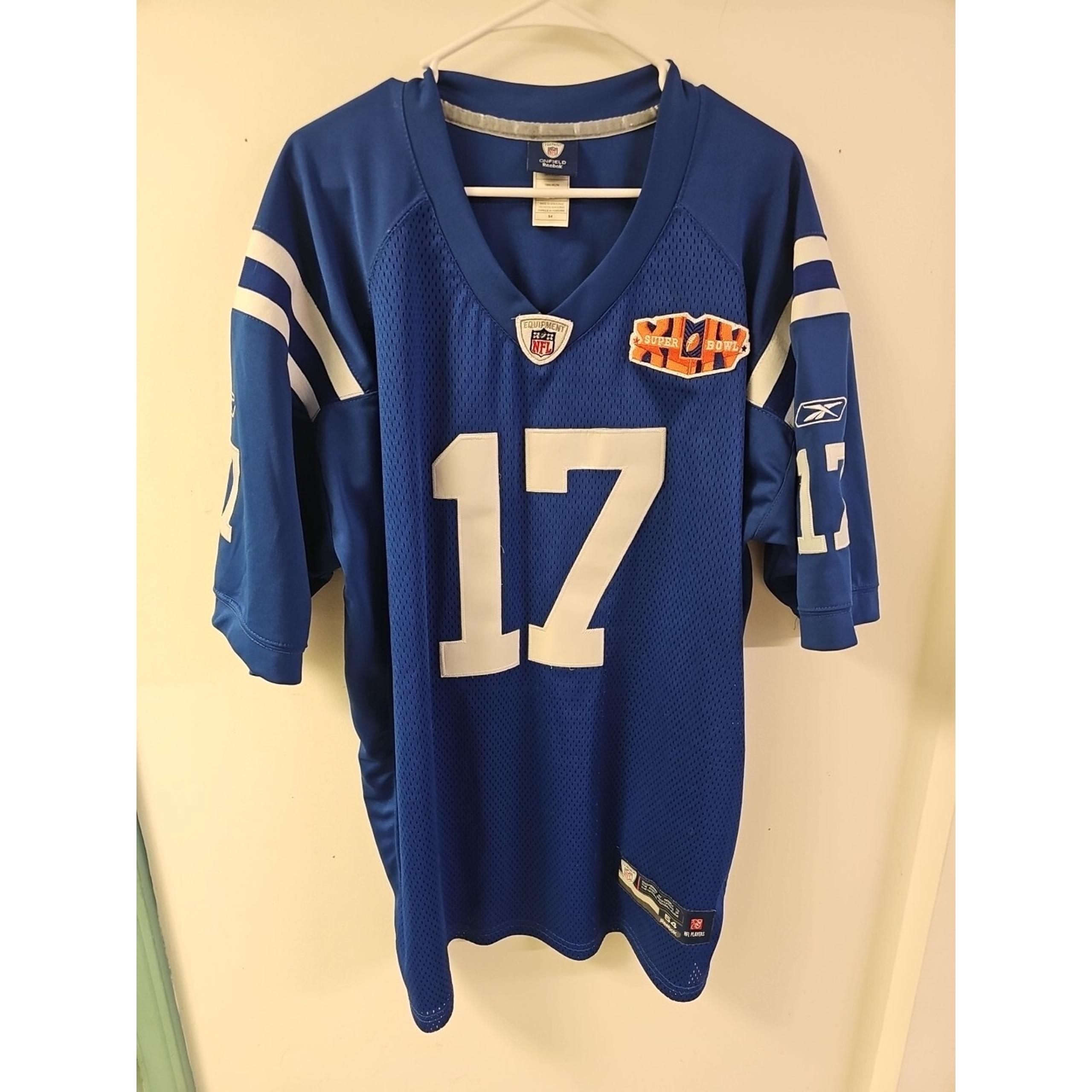 Austin Collie #17 NFL Colts Super Bowl XLIV Men's Jersey With Patch Sz 54 Sewn - Reebok