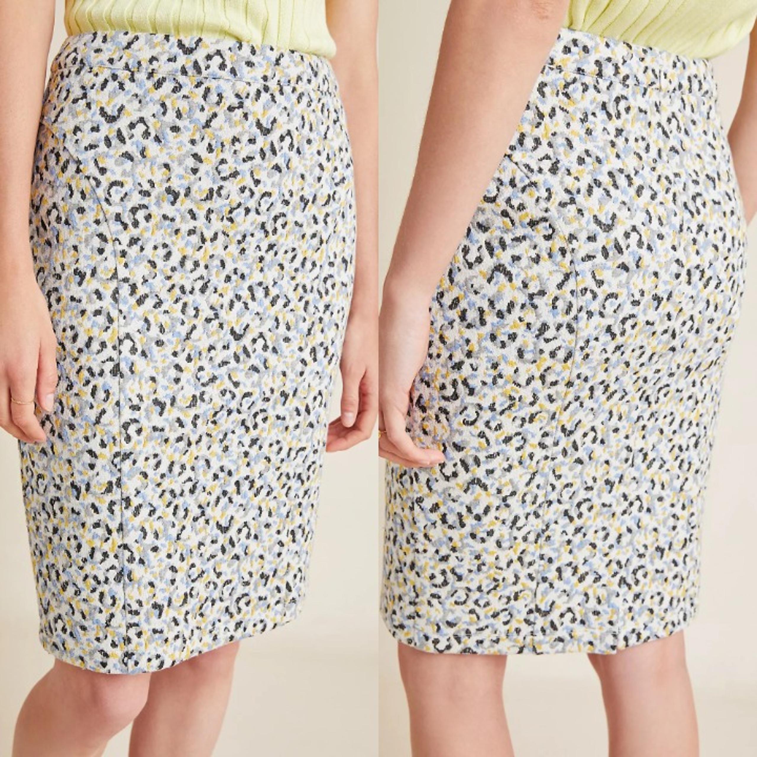 Anthropologie Maeve Leopard Printed Jacquard Pencil Skirt