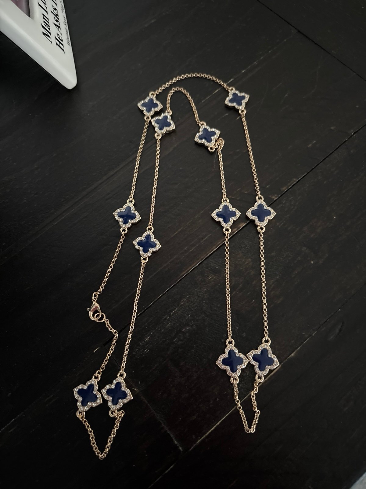 Blue and gold fashion necklace