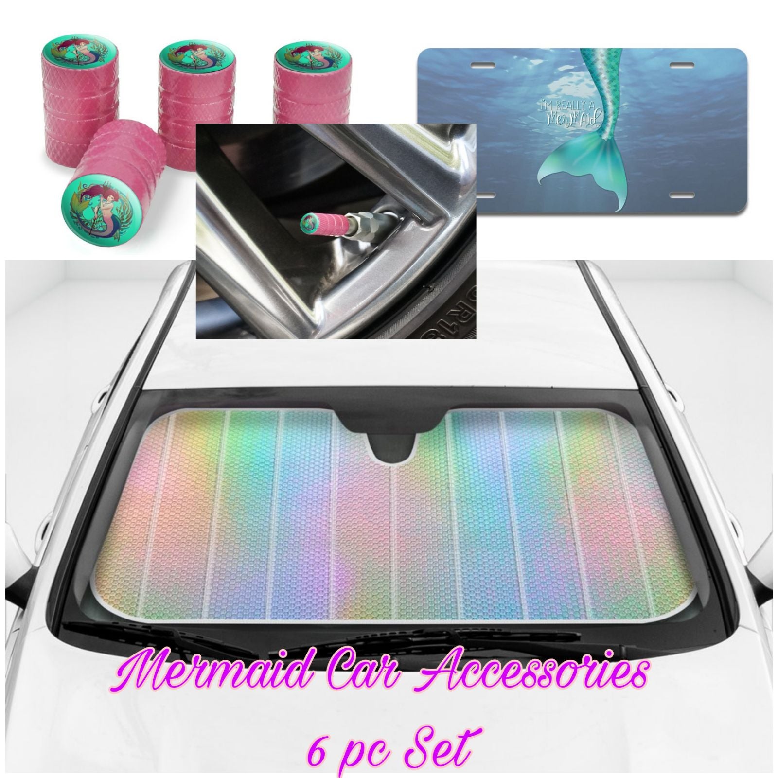 6pc Mermaid Car Accessories