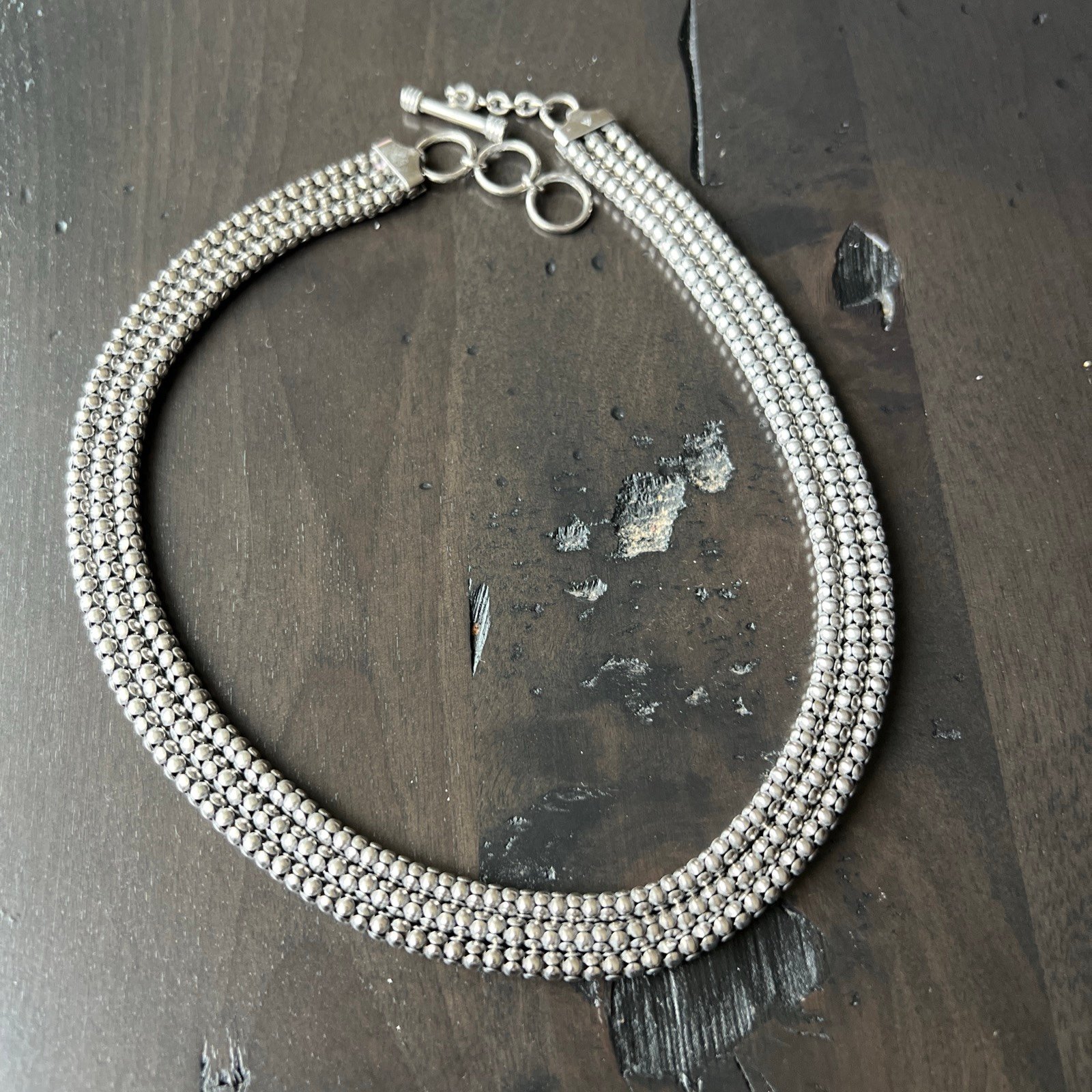 SILPADA Retired Sterling Silver 18 Popcorn Necklace Triple Strand Rep Sample