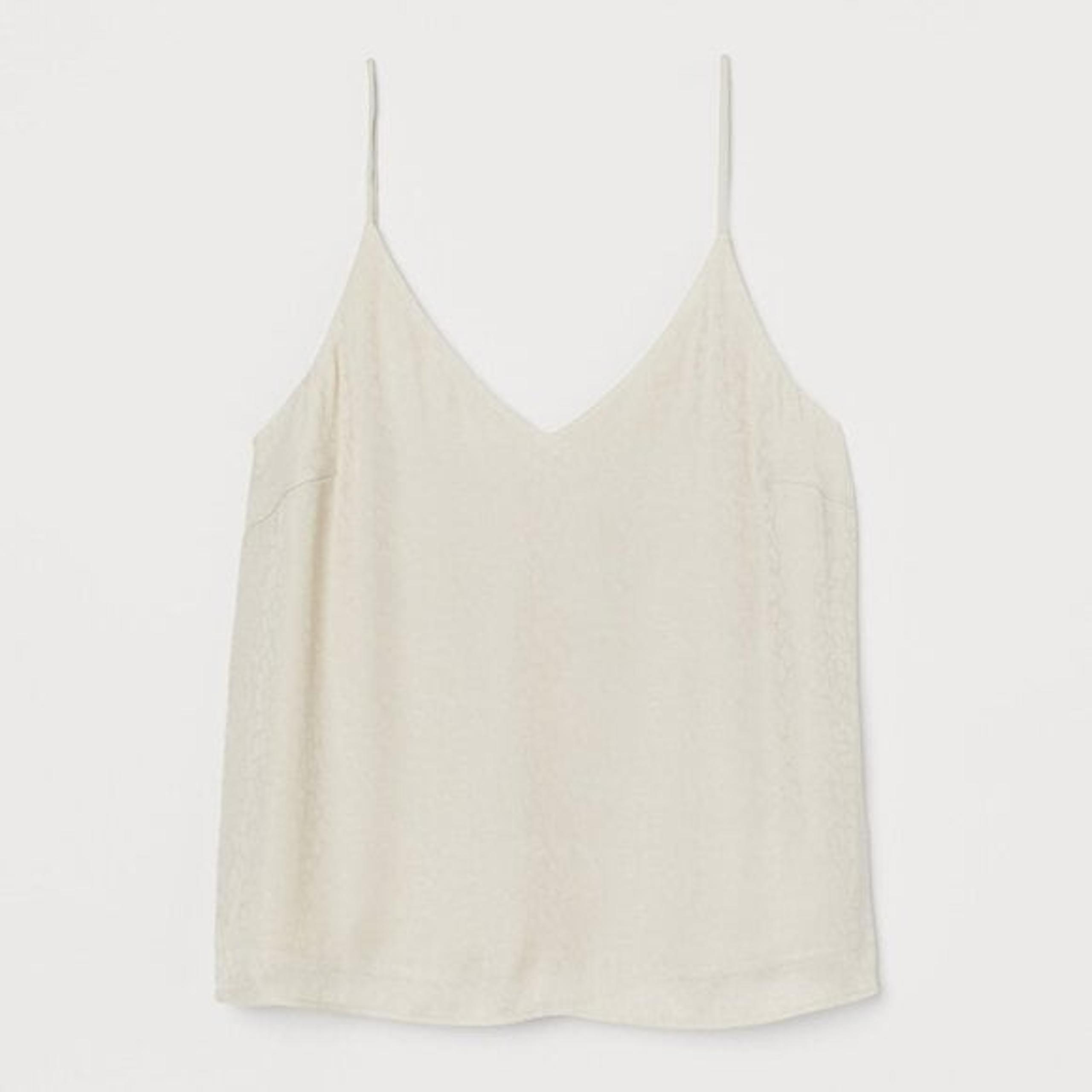 H&M BEIGE LEOPARD PRINT V-NECK SPAGHETTI STRAP SILKY CAMISOLE 16 NWT