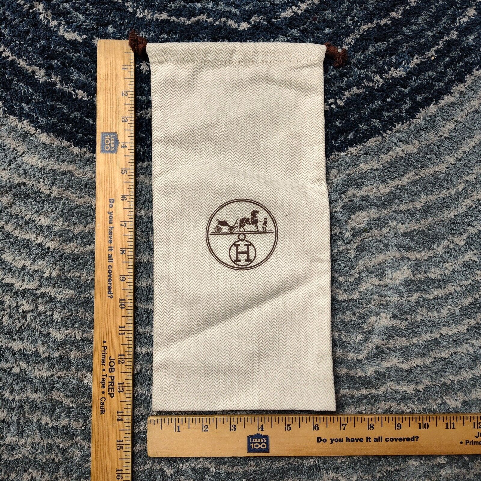 2 X Authentic Hermes White Drawstring Storage Dust Shoe Bag Size 13 X 7.5”