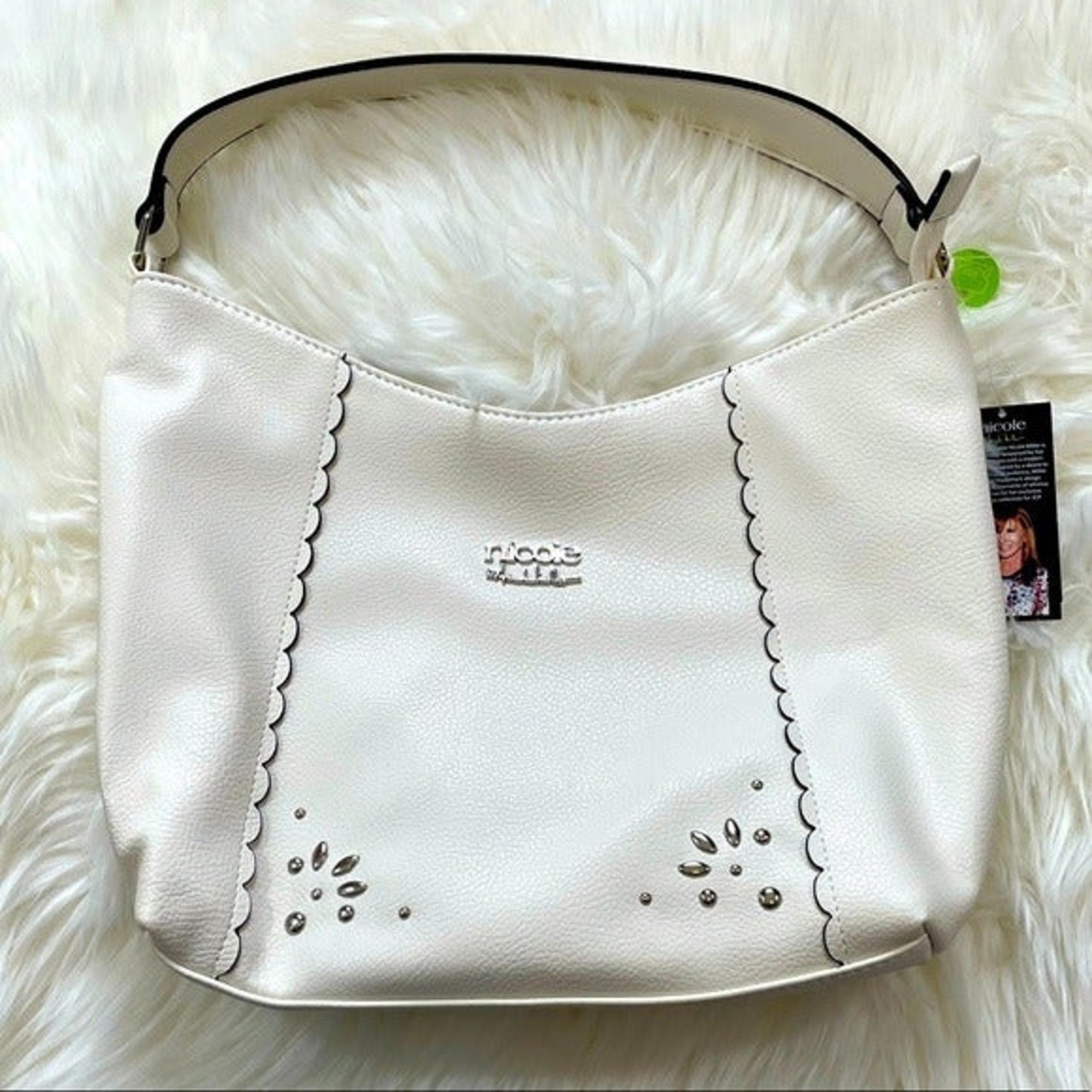 NWT Nicole Miller White Annie Hobo Purse