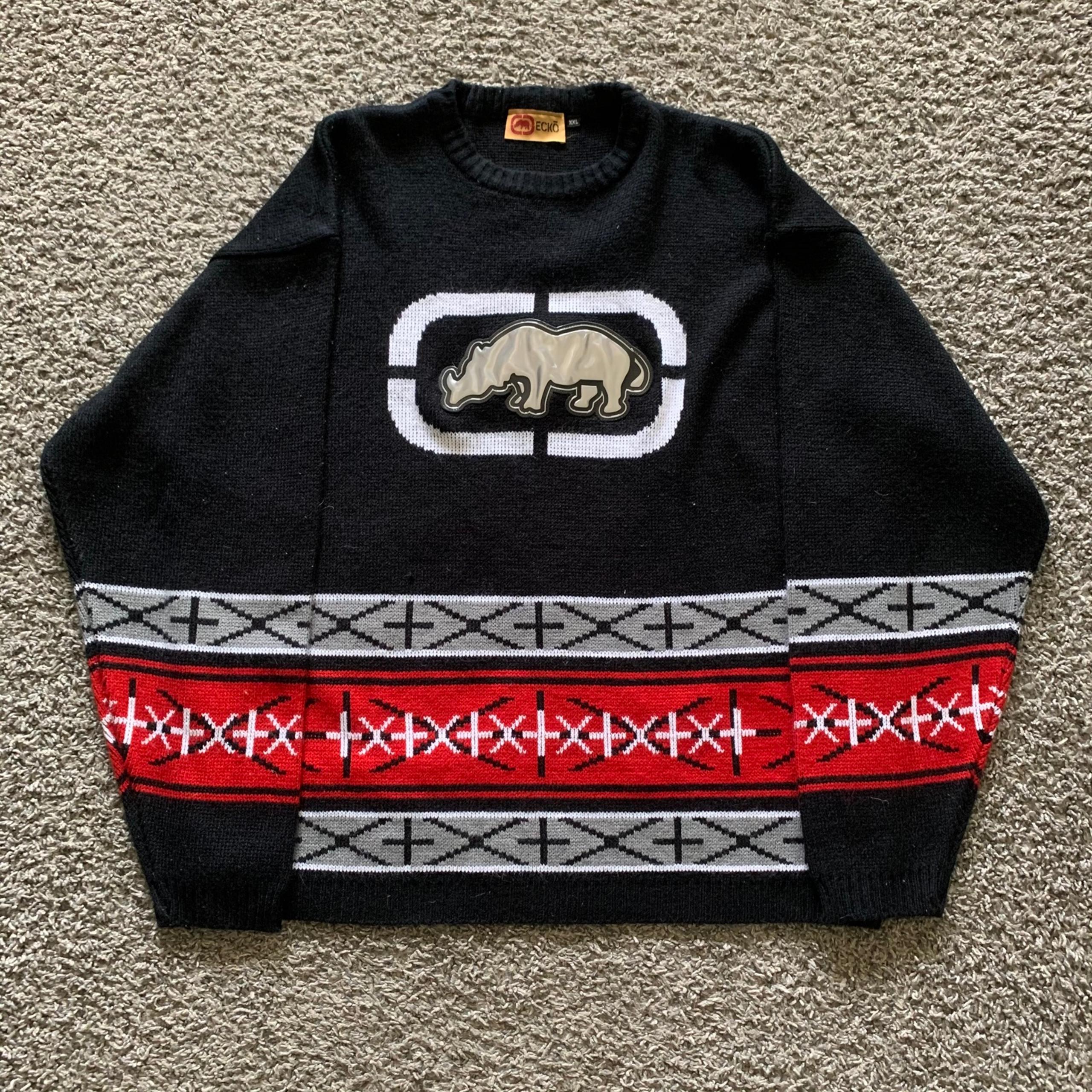 Rare 3m Y2K Ecko Unlimited Knit Sweater Sz. XXL