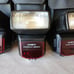 Lot Of 3 Minolta Program 3500 xi 1 Shoe Mount Flash + Leatherette carrying case