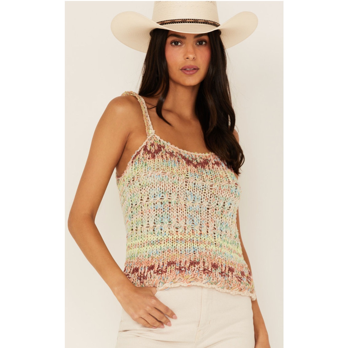 New Free People Palmetto Knit Multi Color Tank Top Size Small