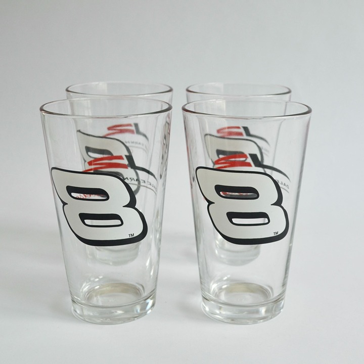Set of 4 Budweiser Dale Earnhardt Jr #8 Beer Glasses NASCAR Junior Motorsports
