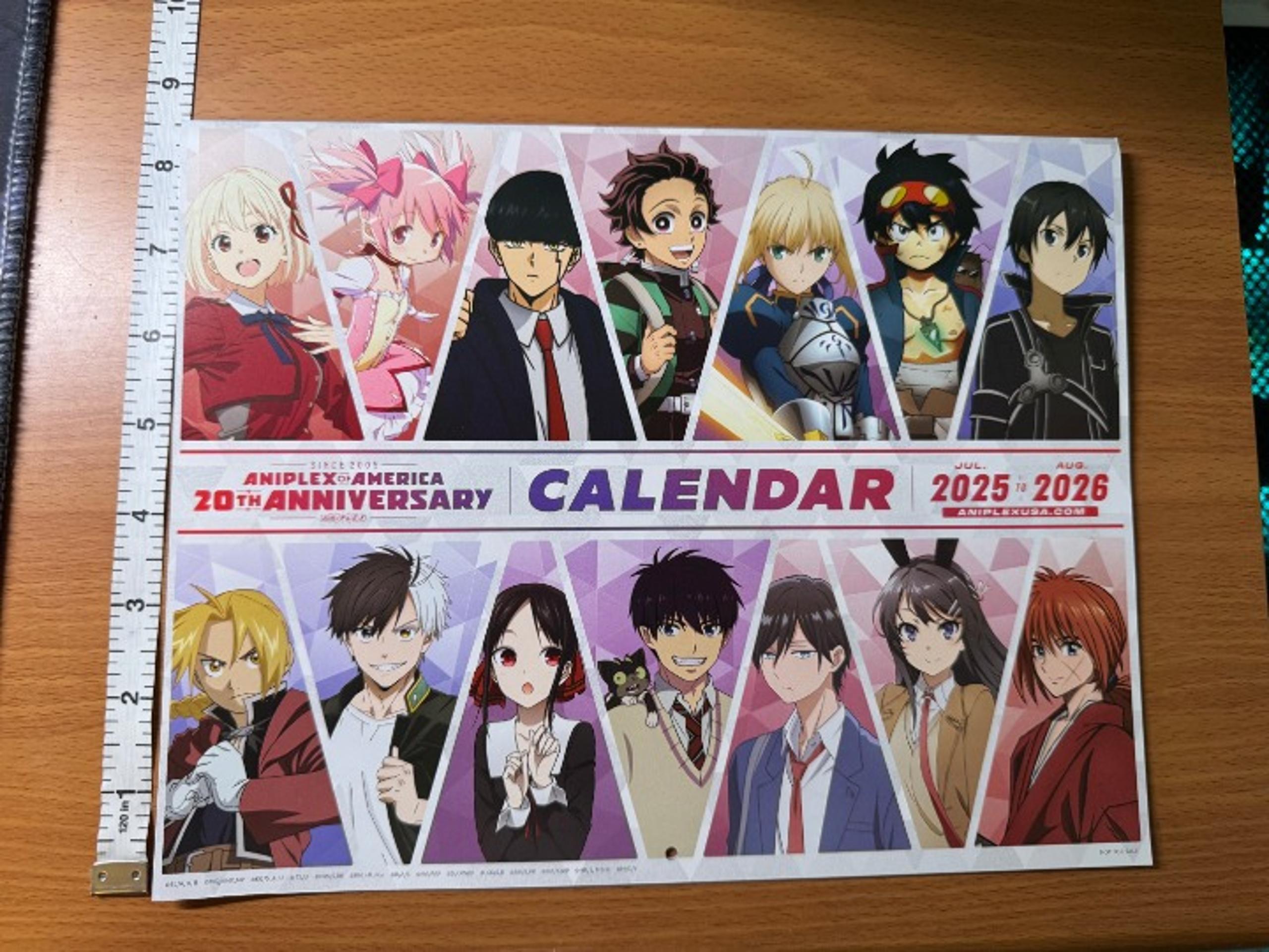 Anime Expo AX 2025 Aniplex Calendar 2025-2026