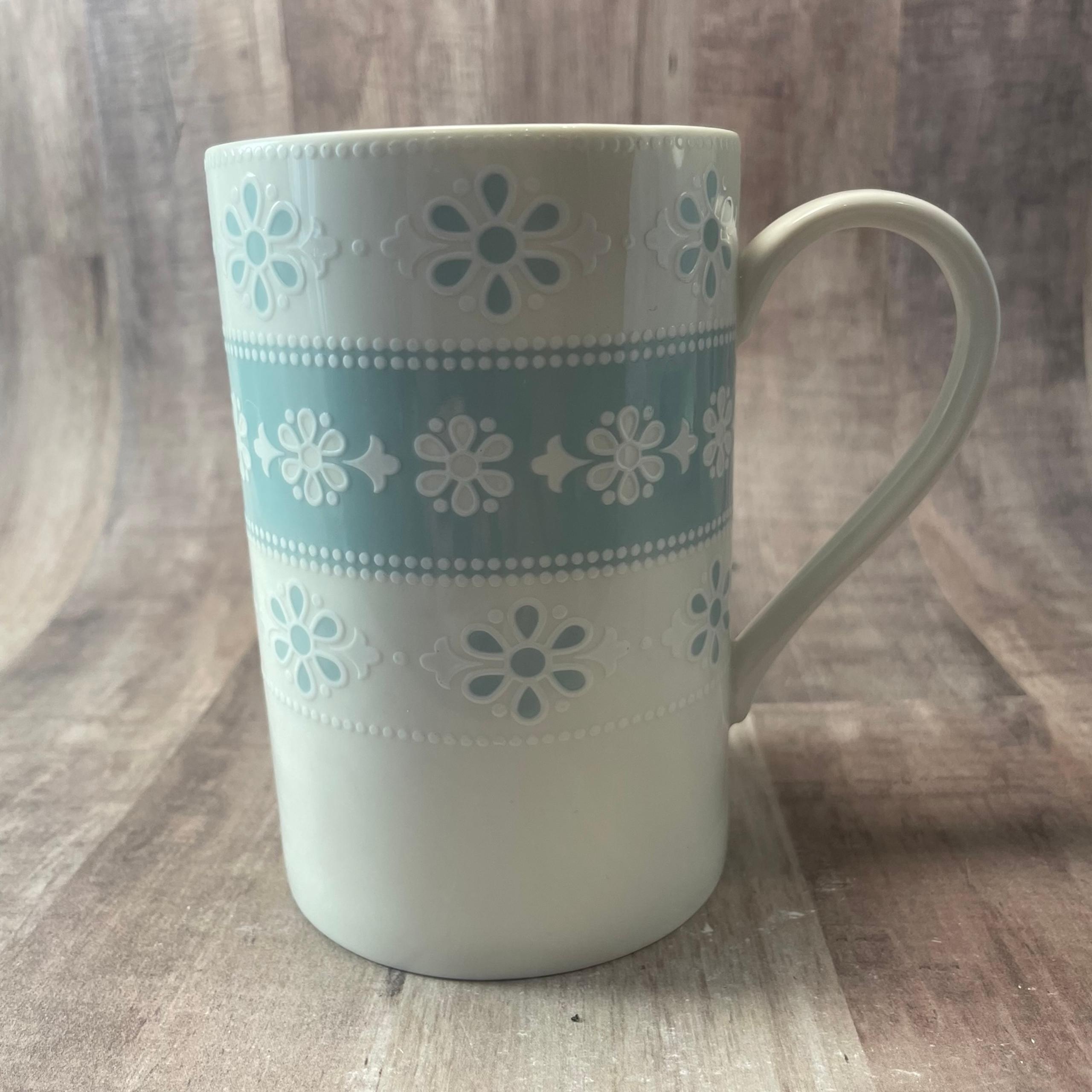 Lenox Blue Easter Eyelet Coffee Tea Mug Cup 14oz Floral Design EUC