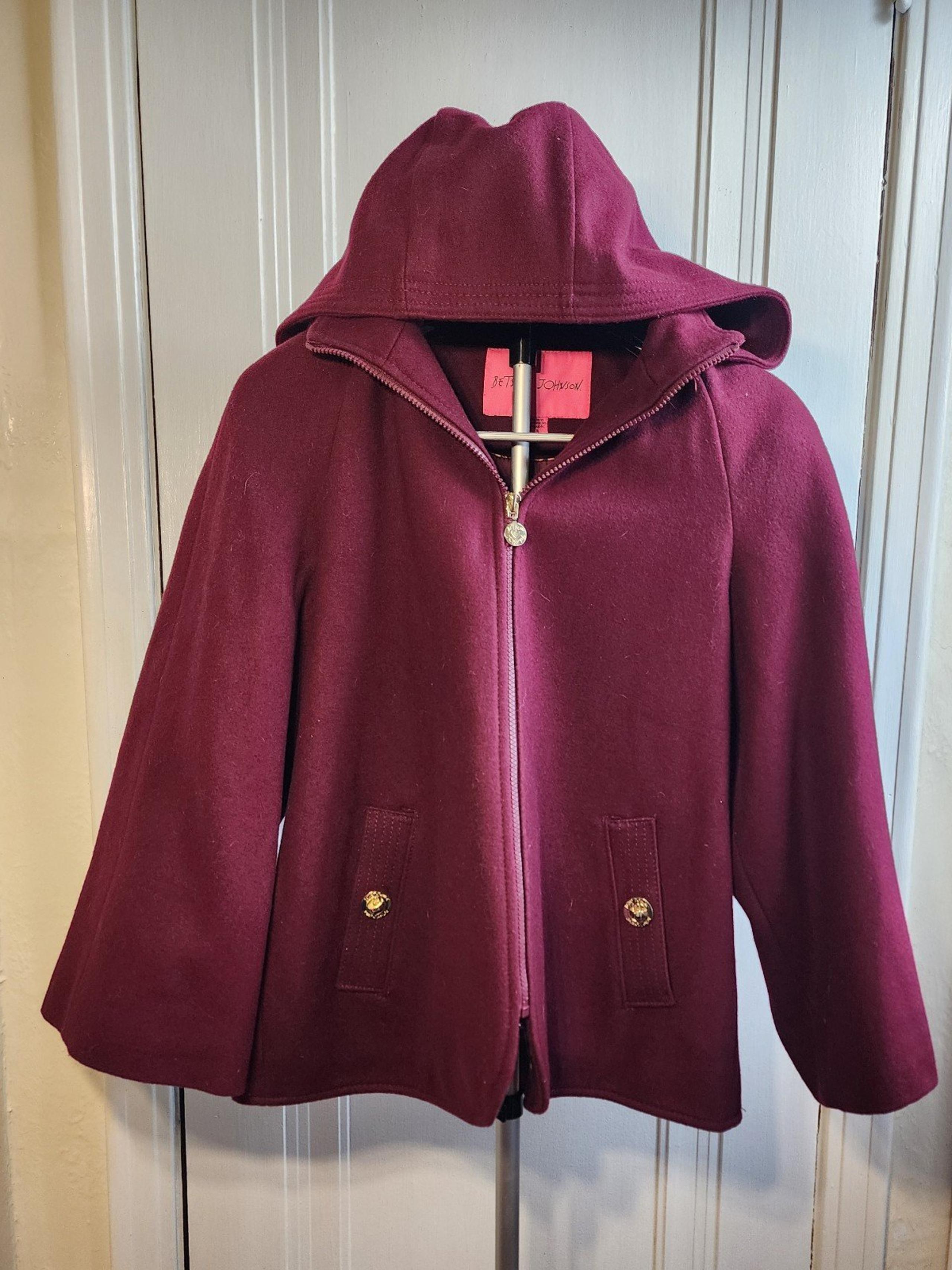 BETSEY JOHNSON Women's Wool Cape Coat With Removable Hood - Small