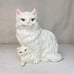 Vintage Porcelain Cat & Kitten Plant Pot | 1980s Scioto Ceramic Persian Kitty