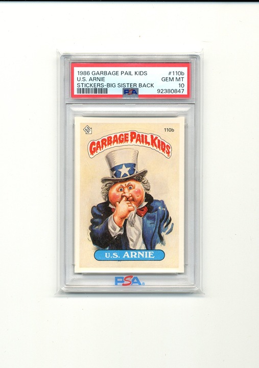 1986 Garbage Pail Kids Stickers #110b U.S. Arnie Series 3 Big Sister Back PSA 10