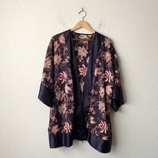 Rare Vintage VICTORIA'S SECRET Gold Label Satin Floral Kimono Robe