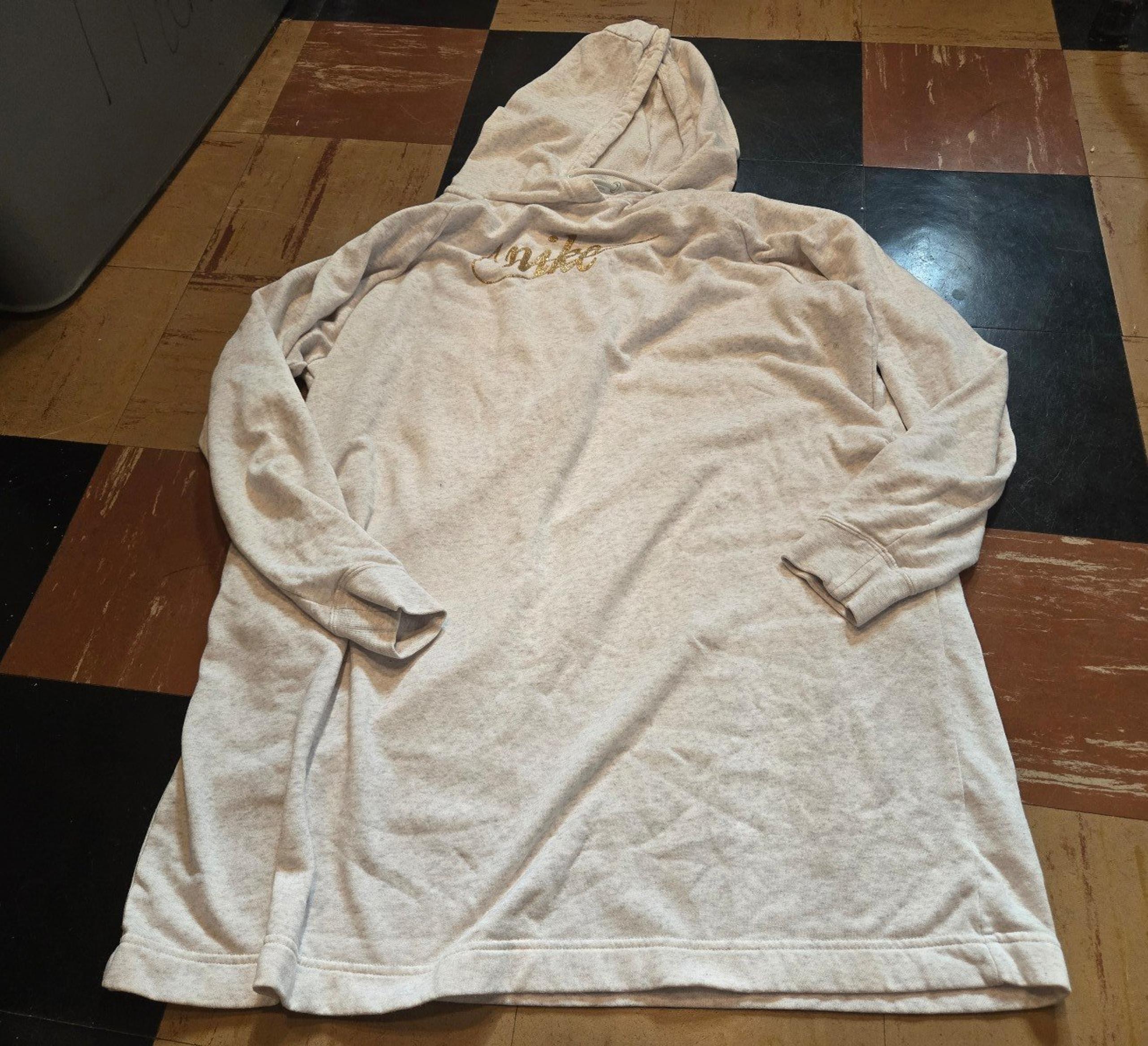 Nike hoodie hooded sweatshirt dress cream heathered gold pockets women XL NWOT