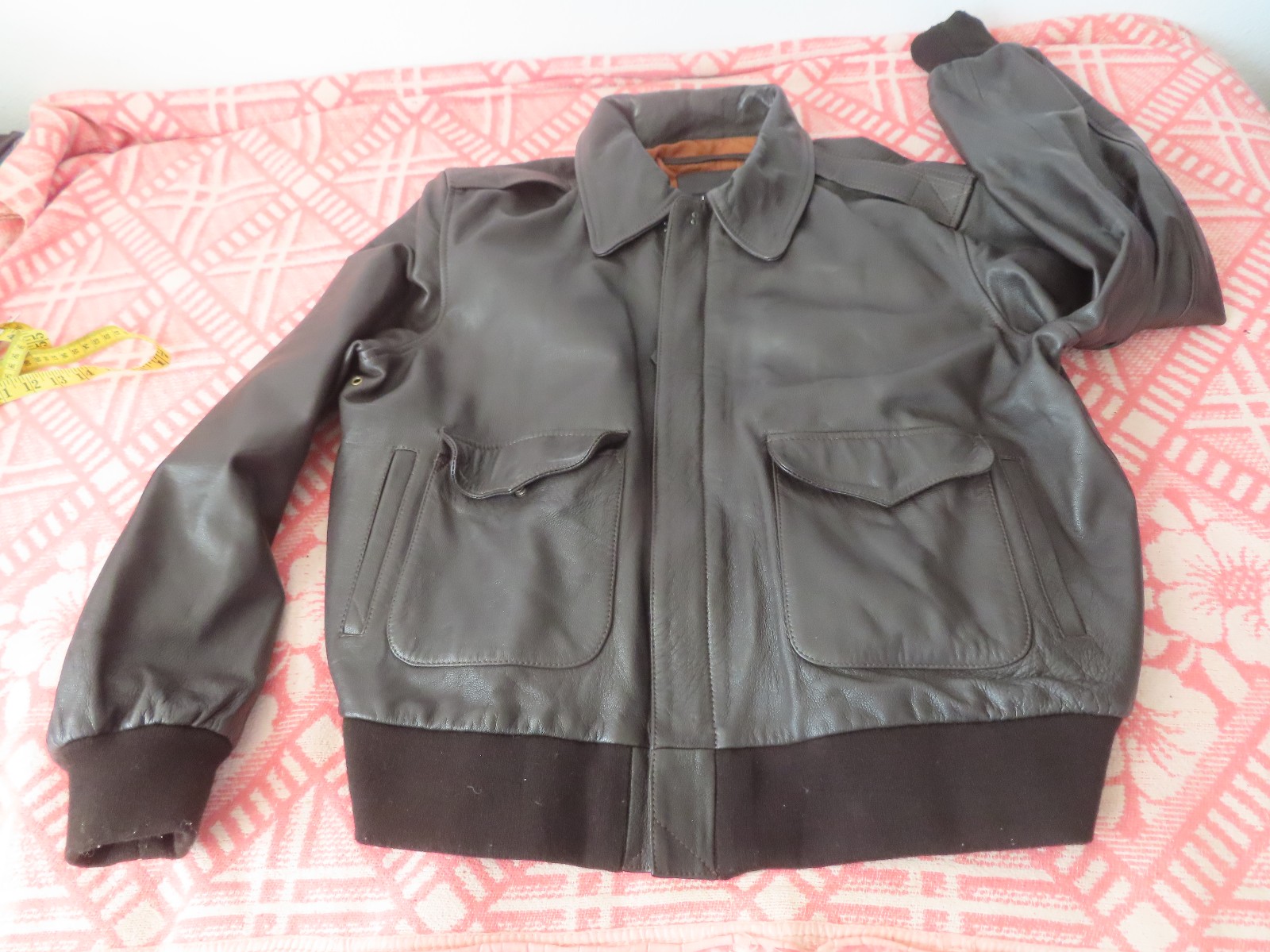 Vintage J. Peterman Leather Jacket Mens XL Brown Bomber