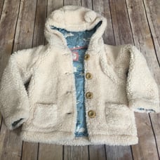 Mini Boden blue farm fuzzy jacket