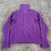 Vtg Lands End Cable Chunky Turtleneck Sweater Mens L Purple Fisherman Cotton