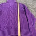 Vtg Lands End Cable Chunky Turtleneck Sweater Mens L Purple Fisherman Cotton