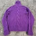 Vtg Lands End Cable Chunky Turtleneck Sweater Mens L Purple Fisherman Cotton