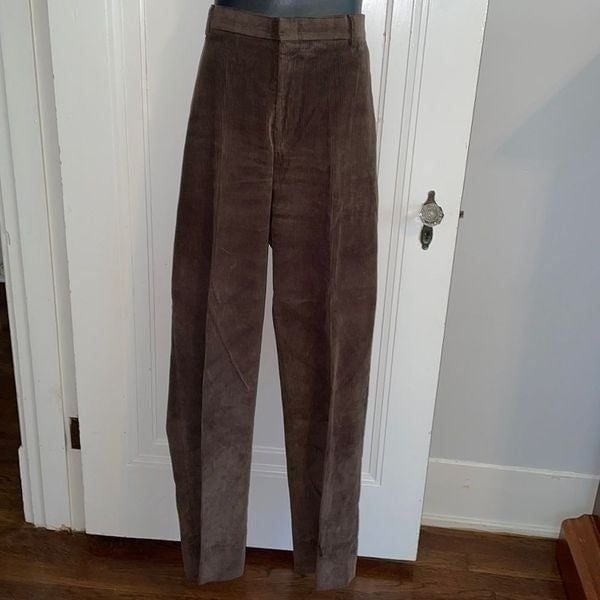 Berle dark brown flat front cotton corduroy pants