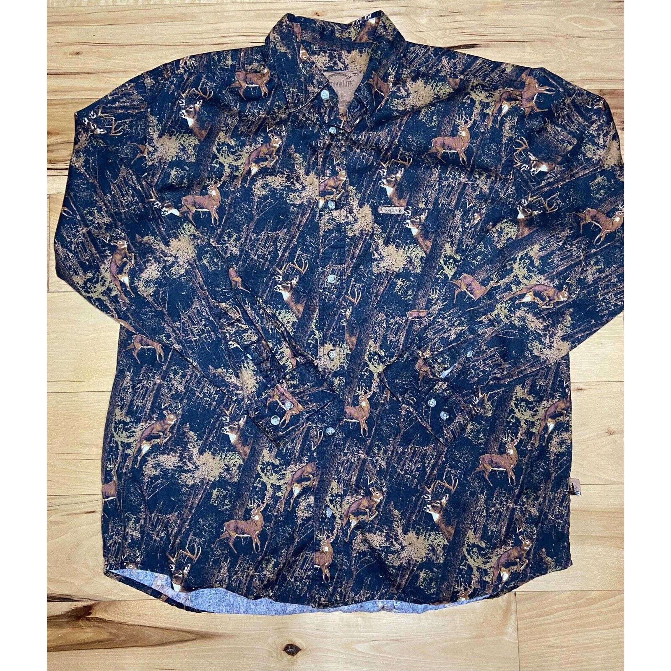 Outdoor Life Bucks in the Woods Long Sleeve Button-up Shirt Mens Large Hunting