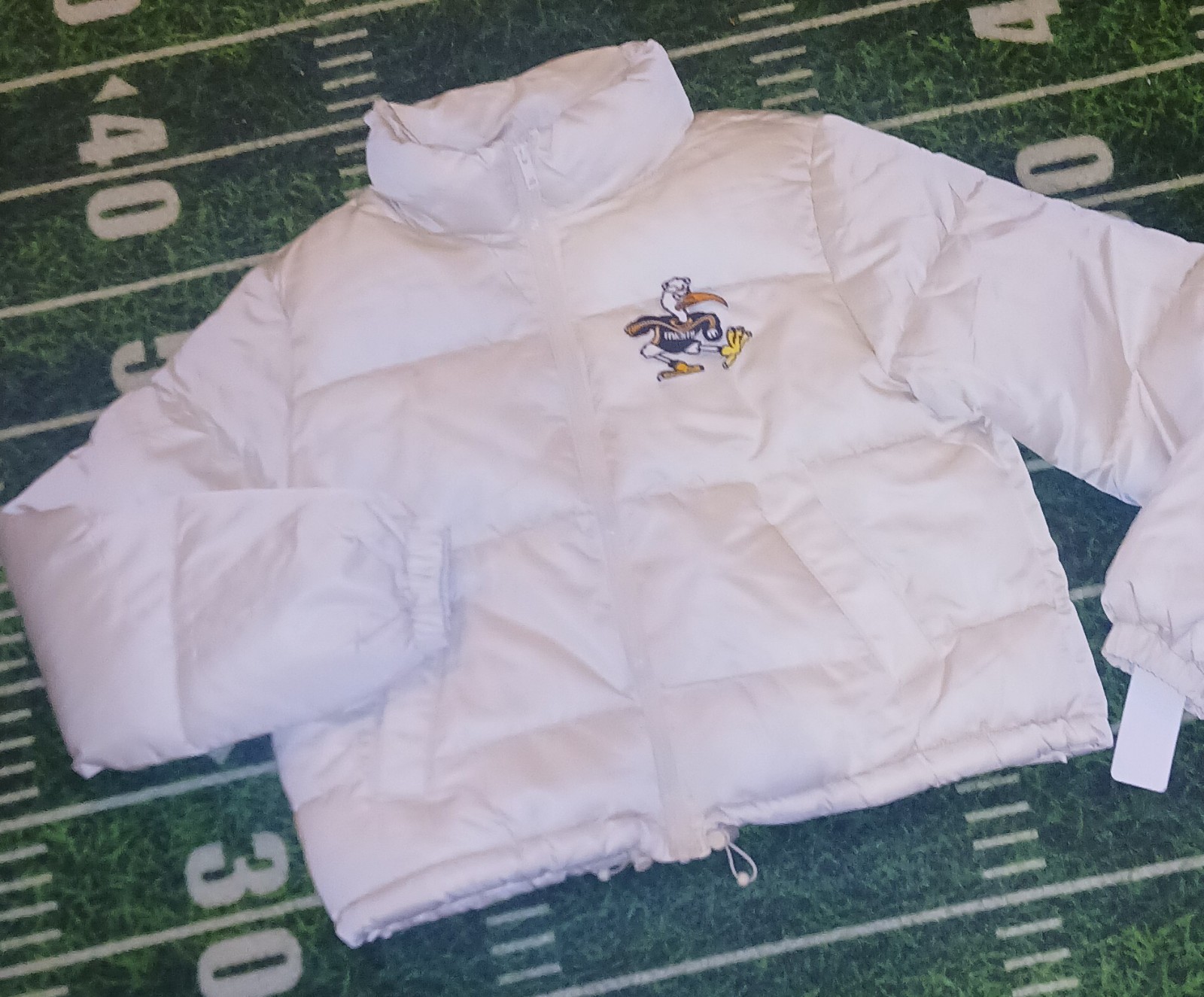 Miami Hurricanes Women's Crop Top Full Zip Puffer Jacket Winter Coat NWT...Ships