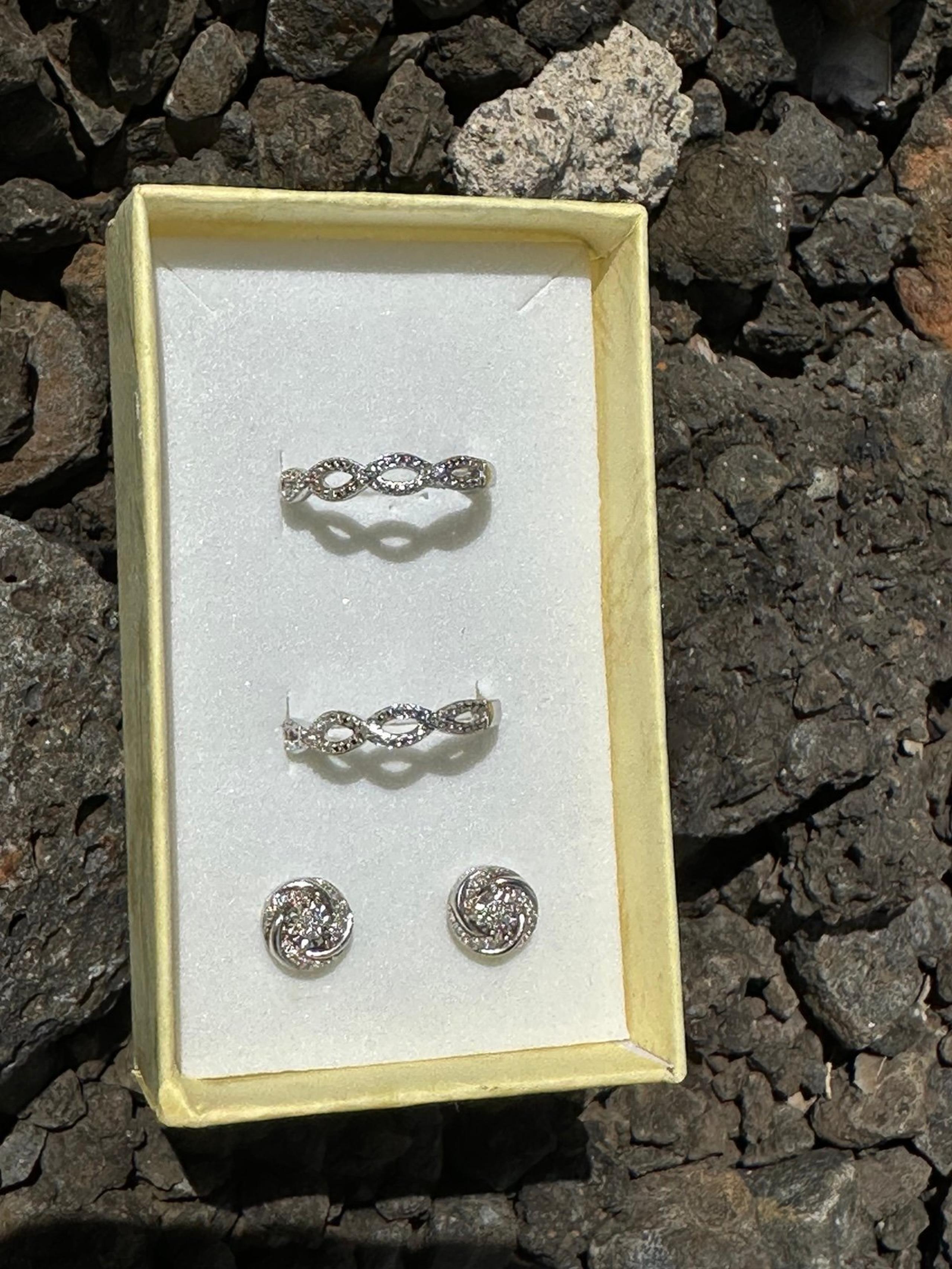 Kay Jewelers Hoop Diamond Chip & Studs Sterling Silver Earrings