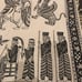 Hand-Printed Wall Hanging Tablecloth 100% Cotton Hand-Made 30 x 30 Black White