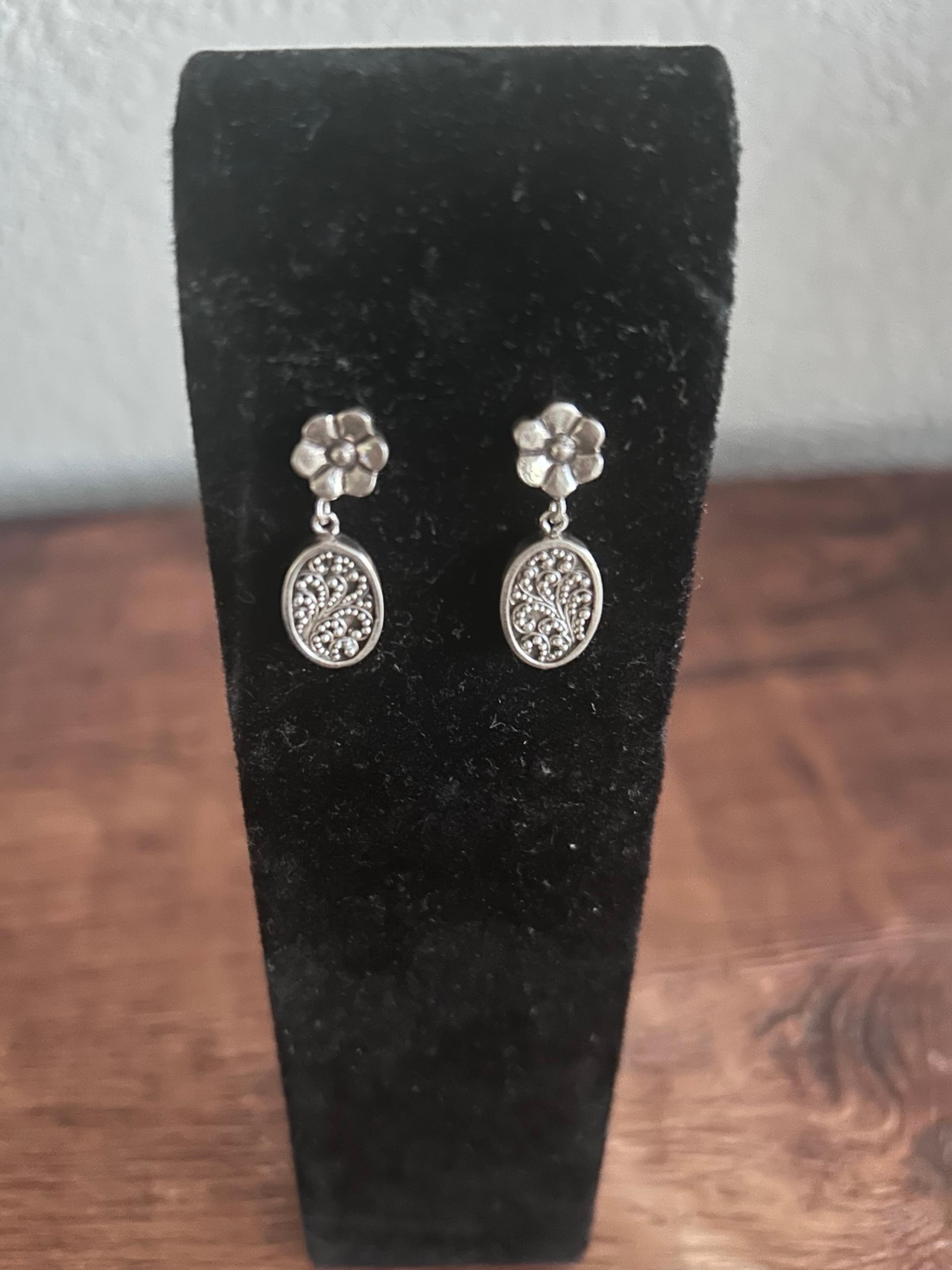Lois Hill Sterling Silver Floral Earrings