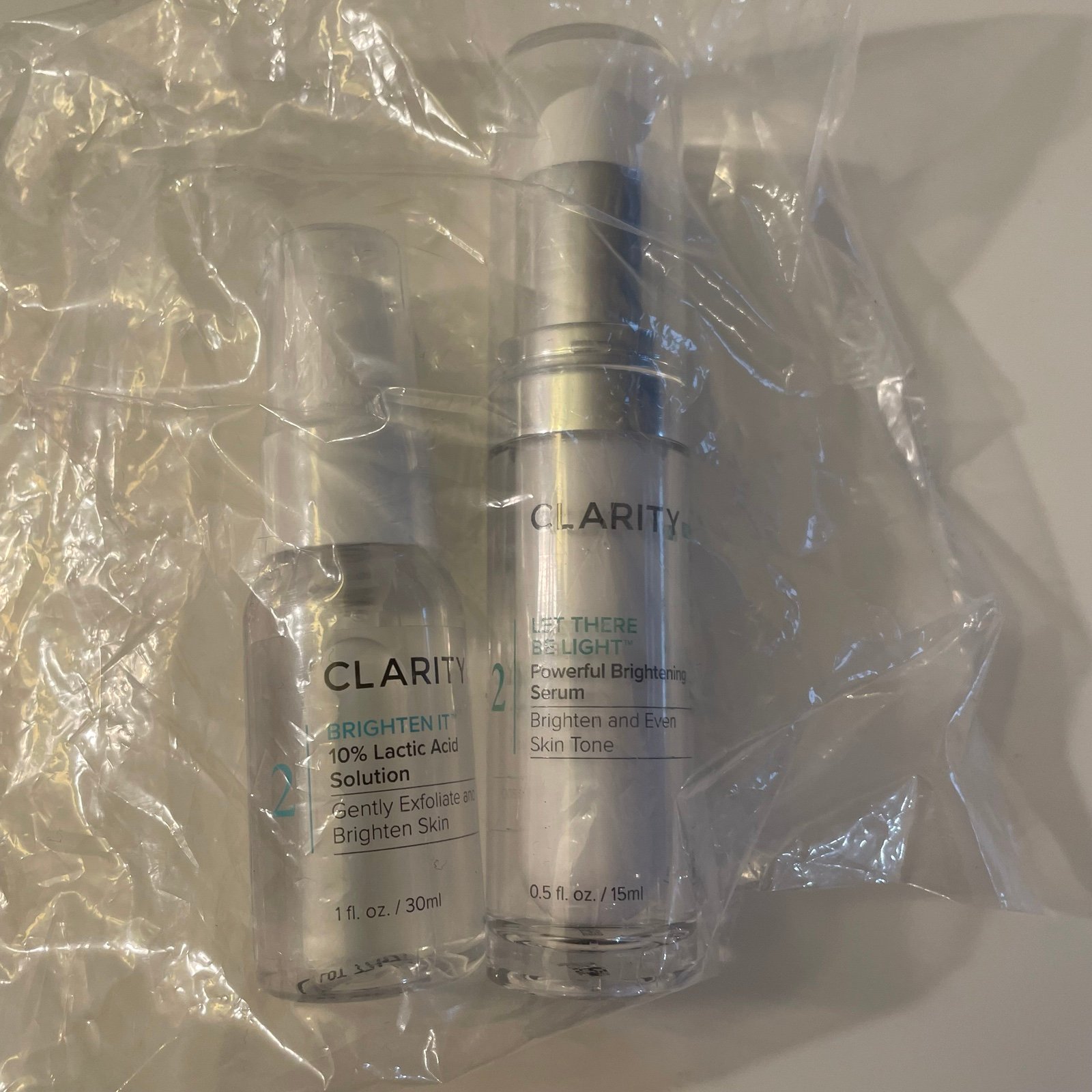 New ClarityRx Brightening Duo: Brighten It Lactic Acid +Let There Be Light Serum