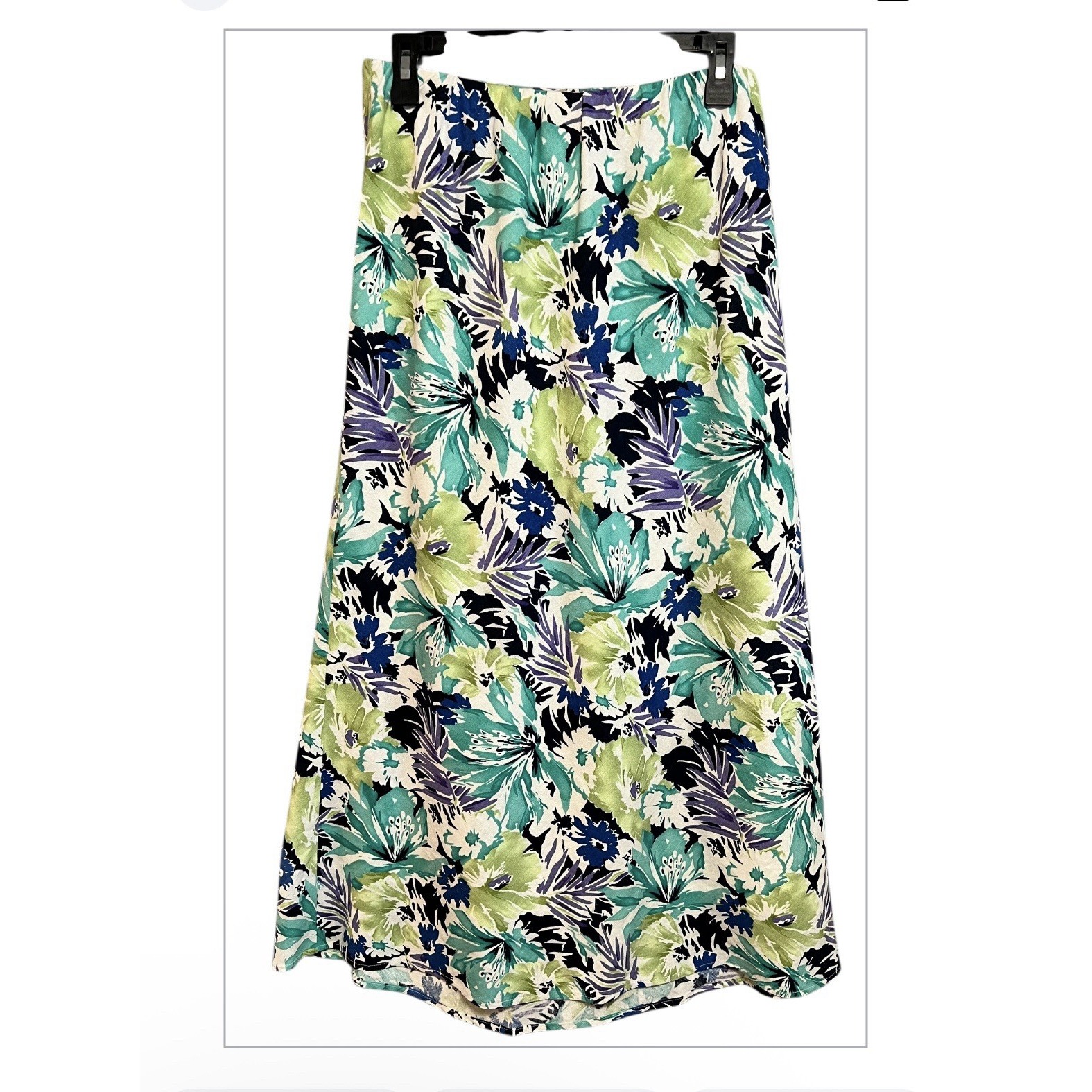 Christopher & Banks Women's Linen Blend Floral A-Line 35 Long Skirt Size Medium