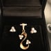 14k Diamond set , post cluster earrings and cluster pendant 0.25 CTW