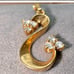 14k Diamond set , post cluster earrings and cluster pendant 0.25 CTW