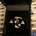 14k Diamond set , post cluster earrings and cluster pendant 0.25 CTW