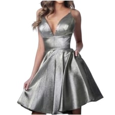 New JVNI by Jovanni Metallic GoldPlunging Neckline Homecoming Semi Formal Dress