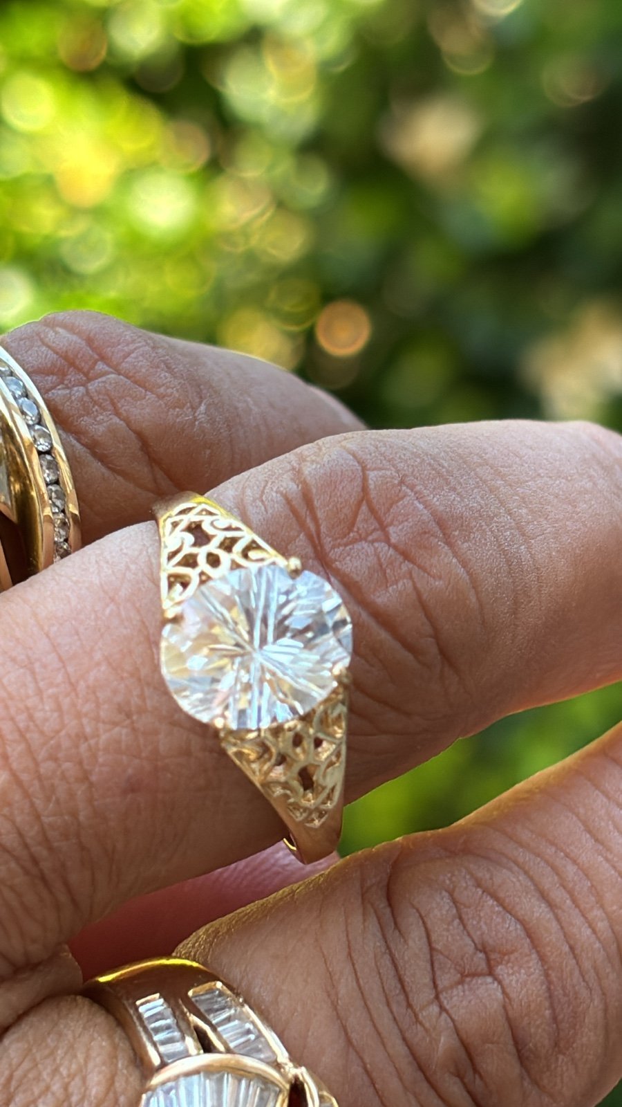 10k Gold Fantasy/Fancy Cut White Topaz Ring FIRM