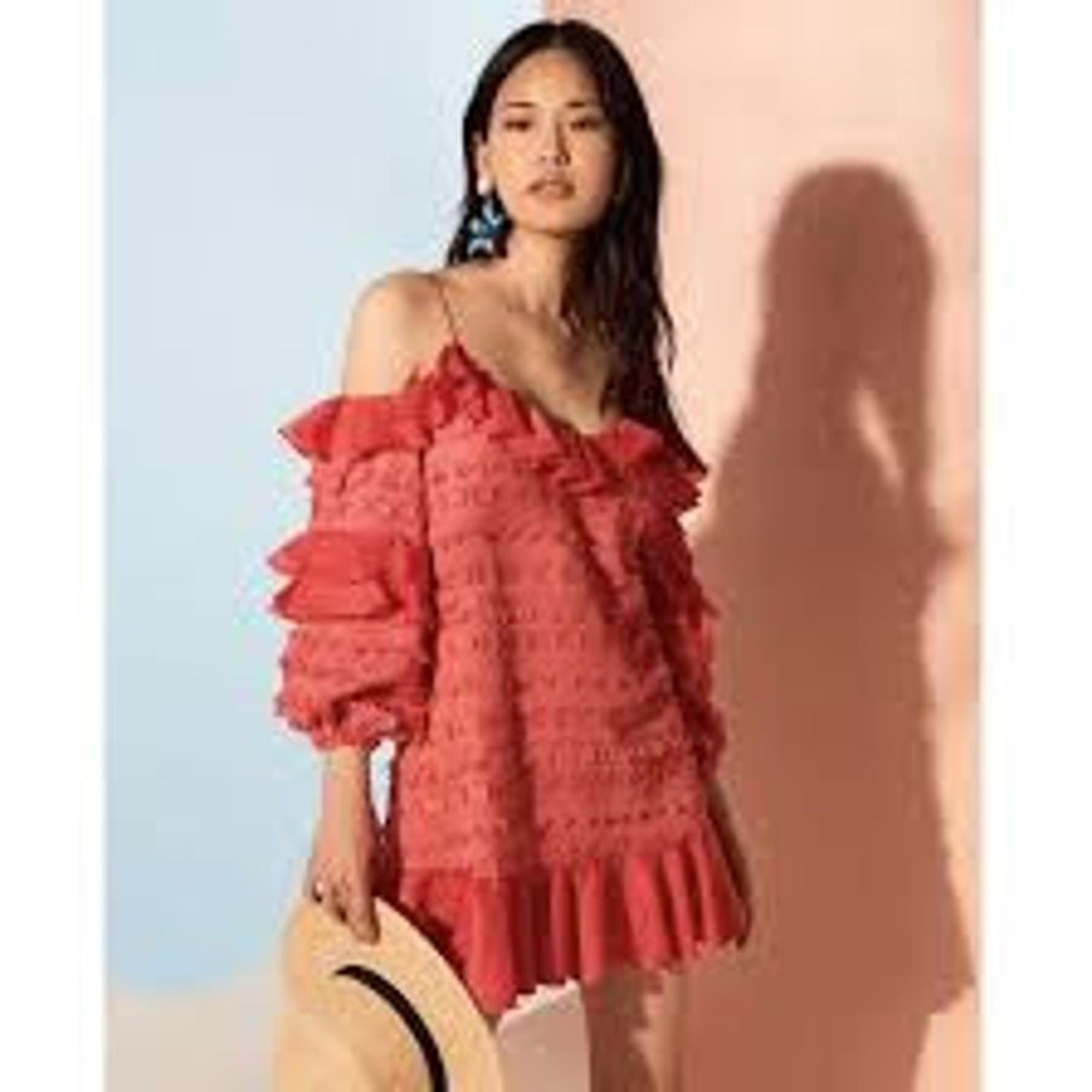 Alexis Calypso Dress Womens 6 Pink Embroidered Boho Mini Dress Cocktail Occasion