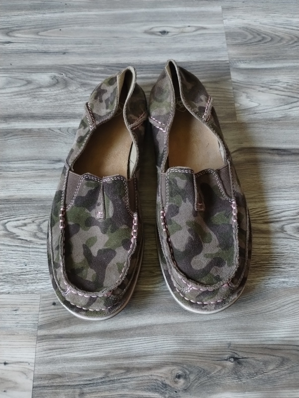 ARIAT Womens Cruiser Camo Suede Leather Slip-on Moc Toe Women's Size 8.5