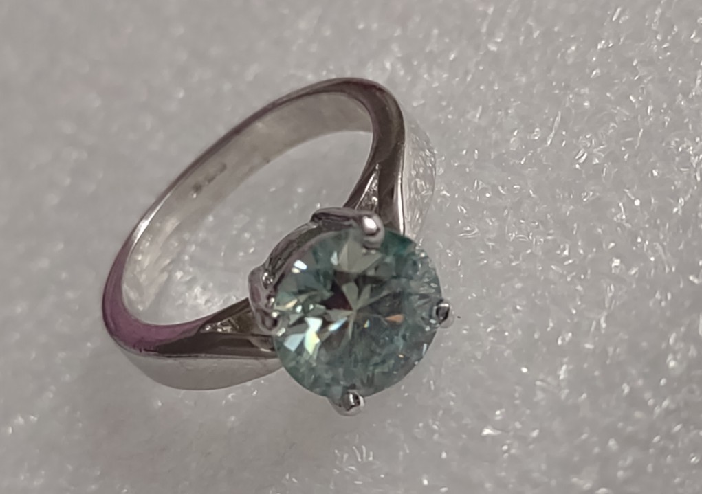 Size 7 light sky blue 2.14 carat positive testing 925 Sterling engagement ring