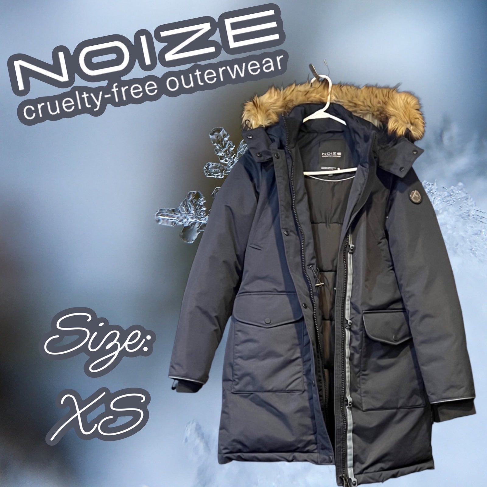 Noize Nora Blue Long Parka Fur Hood Cold Coat